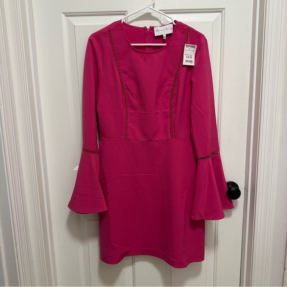 Charles Henry Bell Sleeve Mini Dress in Pink Size Large - Picture 1 of 5